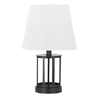 Black Metal Cage Lamp with Shade, 16"