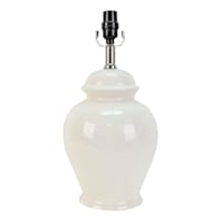 Providence White Ceramic Ginger Jar Small Lamp Base, 16.5"