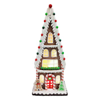 Gingerbread Lane 4-Story Iced LED Claydough Gingerbread House, 20"