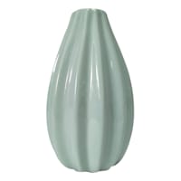 Green Fluted Ceramic Bud Vase, 6"