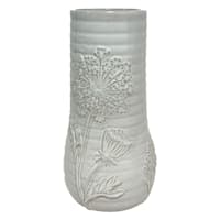 Honeybloom White Floral Ceramic Vase, 9"