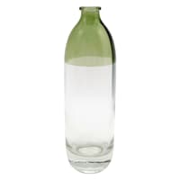 Green & Clear Glass Vase, 8"