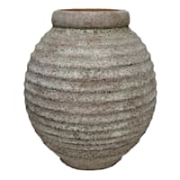Washed Tan Ceramic Vase, 7"