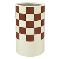 Honeybloom White Checkered Vase, 9"