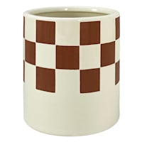 Honeybloom White Checkered Vase, 6.5"