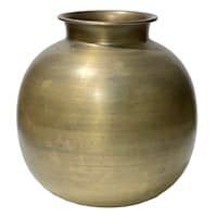 Antique Brass Metal Vase, 8"