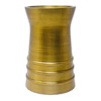 Honeybloom Brass Ribbed Pillar Candle Holder, 6"