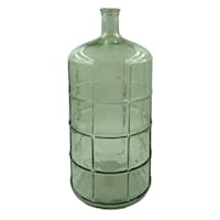 Honeybloom Green Glass Windowpane Vase, 15.5"