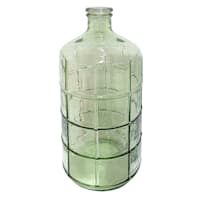 Honeybloom Green Glass Windowpane Vase, 11"