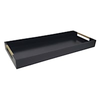 Crosby St. Black Tray with Gold Wrapped Handle, 24"