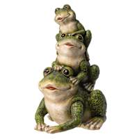3-Frogs Stacked Outdoor Garden Statue, 10.5"