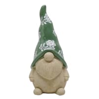 Honeybloom Green Floral Gnome Outdoor Garden Statue, 13.5"