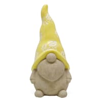 Honeybloom Yellow Floral Gnome Outdoor Garden Statue, 13.5"