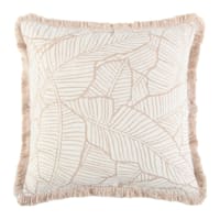 Found & Fable Neutral Layered Leaf Pillow with Fringe, 18"