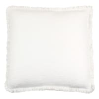 Found & Fable Solid White Woven Throw Pillow with Fringe, 18"