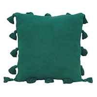 Found & Fable Green Linen Throw Pillow with Tassels, 18"