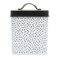 Doreen White & Black with Gold Handles Laundry Canister, Small