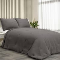 Crosby St. 3-Piece Grey Cotton Textured Comforter Set, King