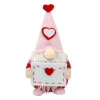 Pink & Red Felt Valentine's Gnome with Letter, 7"