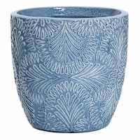 Blue Glazed Damask Outdoor Planter, Large