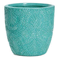 Turquoise Glazed Damask Outdoor Planter, Medium