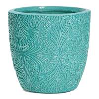 Turquoise Glazed Damask Outdoor Planter, Large