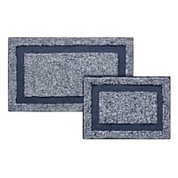 2-Piece Navy Blue Heathered Hotel Bath Rug Set