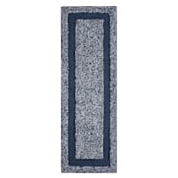 Heathered Hotel Navy Blue Bath Runner, 2x5