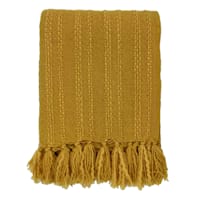 Honeybloom Yellow Striped Woven Throw Blanket, 50x60