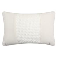Honeybloom Beige Woven Textured Patch Pillow 14x22