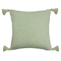 Honeybloom Green Woven Throw Pillow with Tassels, 18"