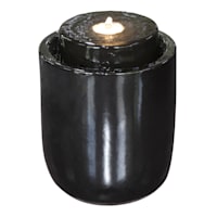 Crosby St. Pre-Lit Ceramic Black Outdoor Fountain, 12"