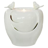 Honeybloom Pre-Lit White Ceramic Bird Outdoor Fountain, 15"