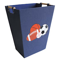 Kids Navy Blue Rectangle Sports Laundry Hamper, Small