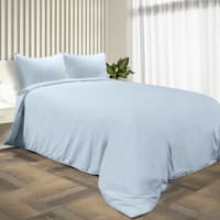 Providence 3-Piece Blue Washed Cotton Percale Comforter Set, King