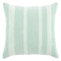 Providence Green Striped Cotton Velvet Throw Pillow, 18"