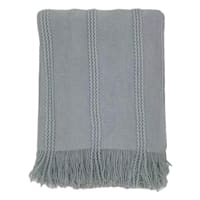 Providence Blue Striped Knit Throw Blanket, 50x60