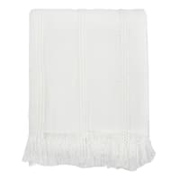 Providence White Striped Knit Throw Blanket, 50x60