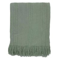Providence Green Striped Knit Throw Blanket, 50x60
