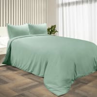Providence 3-Piece Green Washed Cotton Percale Comforter Set, King