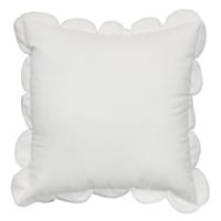 Providence White Scalloped Velvet Throw Pillow, 18"