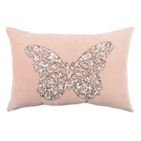 Laila Ali Pink Beaded Butterfly Throw Pillow, 14x20