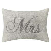 Willow Crossley Silver Mrs Beaded Throw Pillow, 9x12