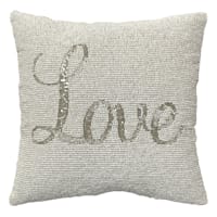 Willow Crossley Silver Love Beaded Throw Pillow, 12"