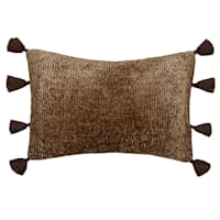 Tracey Boyd Brown Chenille Throw Pillow with Poms, 14x20