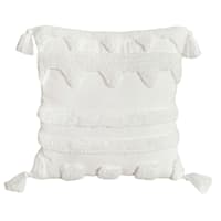 Tracey Boyd White Tassel Flair Tufted Throw Pillow, 18"