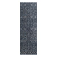 (A426) Clearwater Navy Blue & Ivory Medallion Runner, 2x6