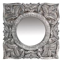 Grey Square Carved Wall Mirror, 14"