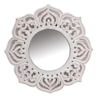 White Carved Wall Mirror, 14"