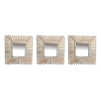 3-Piece White Gold Wall Mirror Set, 8"